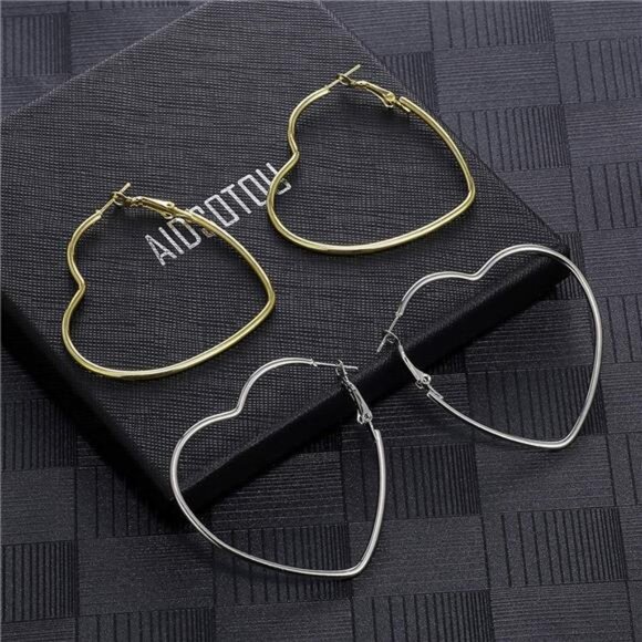 10 Pairs Big Hoop Earrings Set for Women Gold Plated Rose Gold Plated Silver - Picture 3 of 7